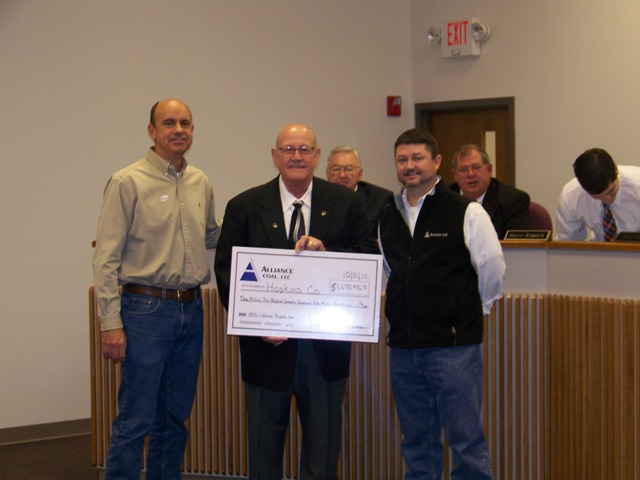 Alliance Coal Presents County with Check for 2014 Property Taxes